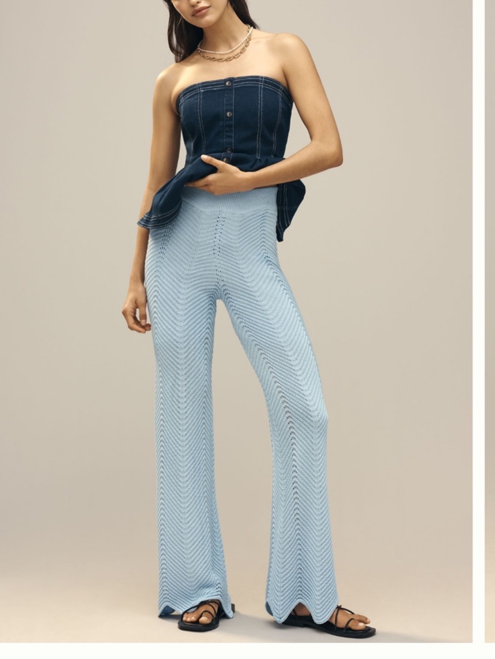 English Factory Powder Blue Knit Wide-Leg Pants